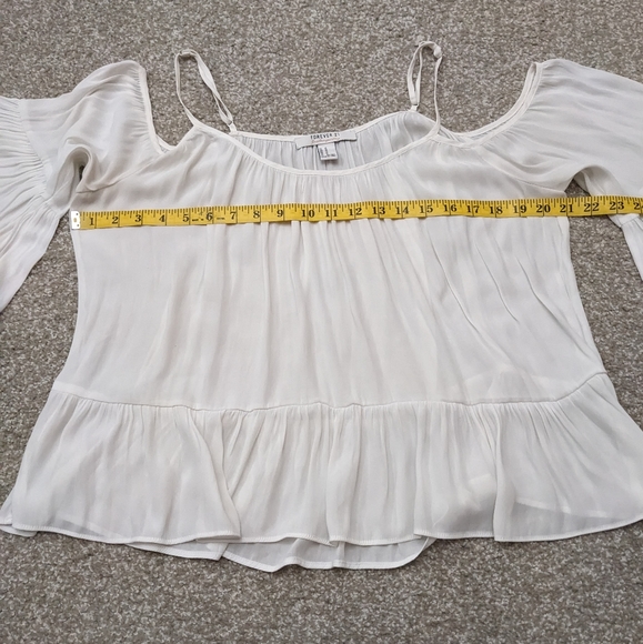 (2/$25) Forever 21 cold shoulder bell sleeve flowy cami top white - Picture 12 of 14